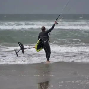 Learn Kitesurfing Foil lessons in Portugal with KiteVoodoo kitesurfing school in Viana do Castelo near Porto with cross onshore winds blowing all year round